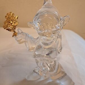 Lenox Disney Dopey  crystal  figurine holding gold bouquet of flowers excellent